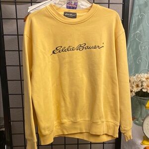 Eddie Bauer Yellow Crew Neck Sweater Soft Cotton Blend